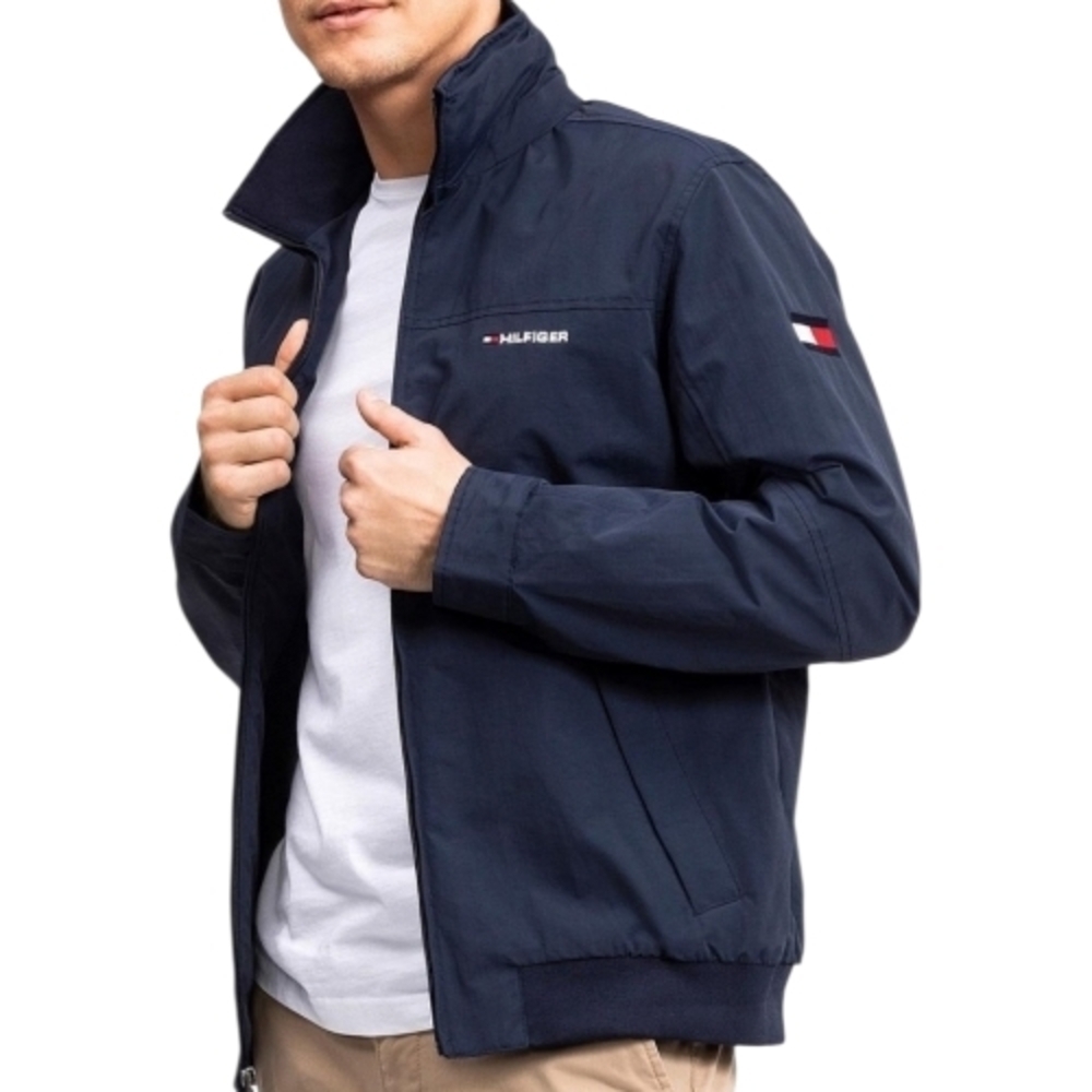 Tommy Hilfiger Navy Blue Windbreaker with Signature Flag Size Large